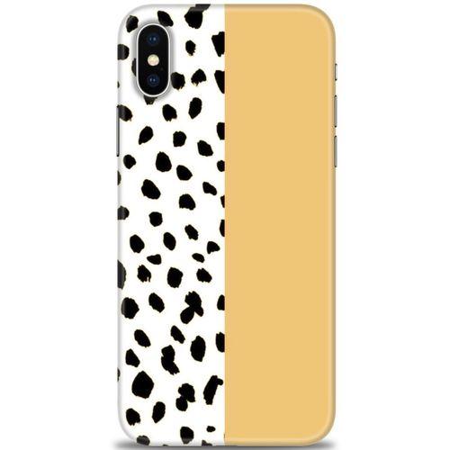 iPhone X Kılıf HD Baskılı Kılıf - Sarı ve Puantiye + Tam Ekran Koruyucu