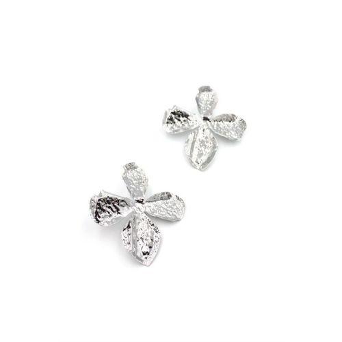 Metal Yaprak Küpe - Gümüş