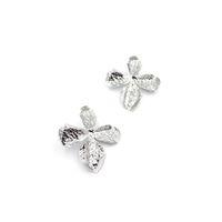 Metal Yaprak Küpe - Gümüş