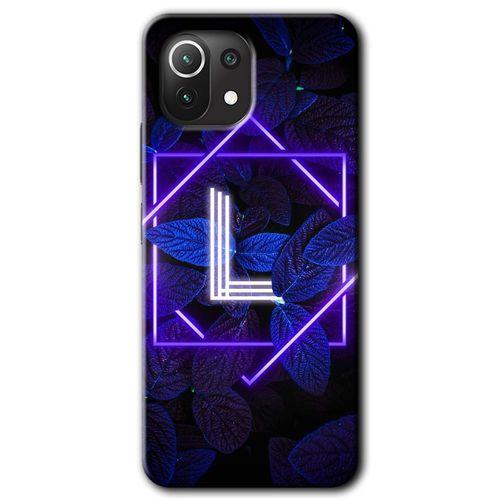 Xiaomi Mi 11 Lite Kılıf Baskılı Arka Kapak - Dark Neon Yaprak L Harfi +Tam Ekran Koruyucu