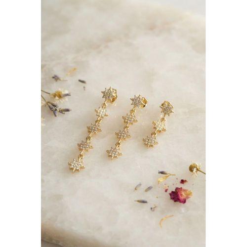 3 lü Set Küpe Gold Renk Kutup Yıldızı Detaylı