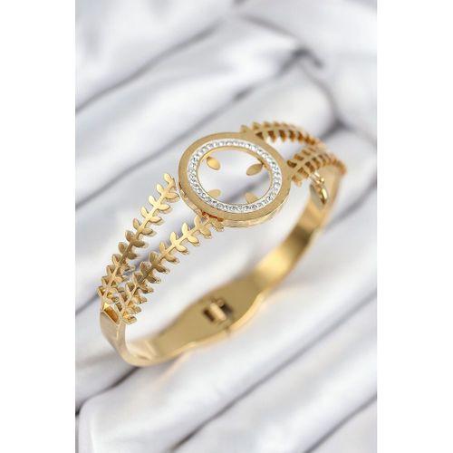 316L Çelik Zirkon Taşlı Çeyrek Takılabilir Gold Renk Kelepçe