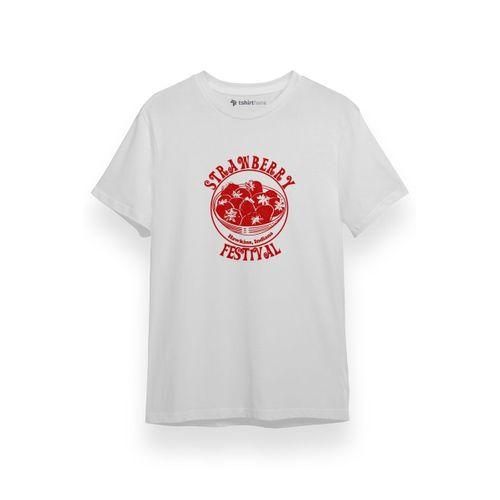 Stranger Things Strawberry Festival Beyaz Kısa kol Erkek Tshirt