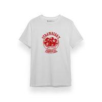 Stranger Things Strawberry Festival Beyaz Kısa kol Erkek Tshirt