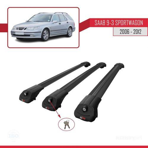 Saab 9-3 Sportwagon 2006-2012 Arası ile uyumlu ACE-1 Ara Atkı Tavan Barı SİYAH 3 ADET BAR