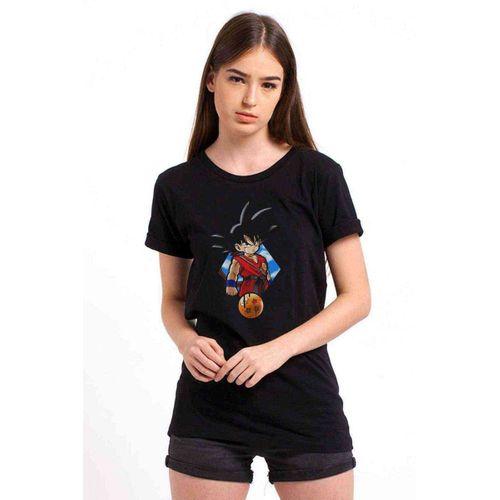 Anime Dragon Ball Baskılı Siyah Kadın Tshirt