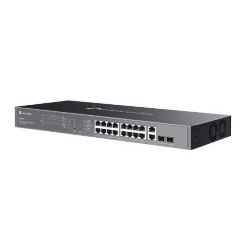 Omada ES220GMP, 16 Port Gigabit, 16 Port PoE+, 2 Port Gigabit SFP, 250W, Yönetilebilir, Rackmount Switch