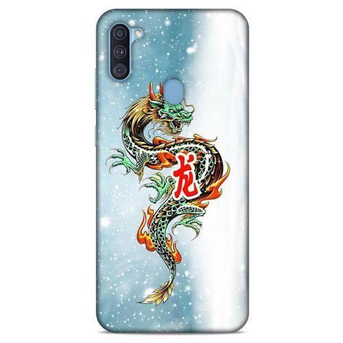Samsung Galaxy A11 Kılıf Dragons (29) Arka Koruma Kılıfı Tatoo Mavi Ejderha