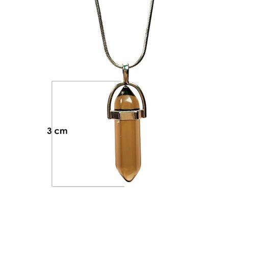 Dumanlı Kuvars Doğal Taşı Zincirli El Yapımı Kolye Uç: 3 cm Zincir: 20 cm Kutulu