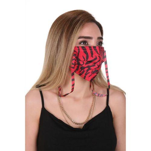 Gümüş İyonlu Boyundan Askılı Yıkanabilir Zebra Desenli Maske