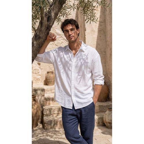 Erkek Armürlü Yarım Oversize Müslin Gömlek