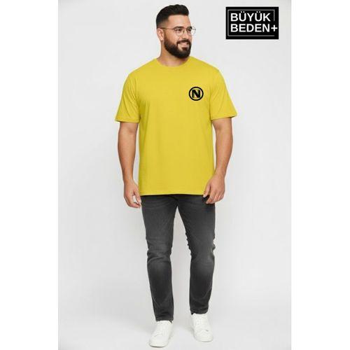 Erkek Büyük Beden N Baskılı 3xl-6xl Bisiklet Yaka Tshırt SPR26BTS510-19
