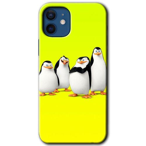 iPhone 12 Mini Kılıf Baskılı Kapak - Penguenler + 5D Tam Kaplayan Cam