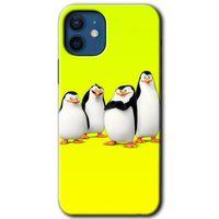 iPhone 12 Mini Kılıf Baskılı Kapak - Penguenler + 5D Tam Kaplayan Cam
