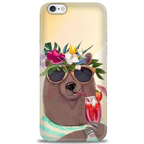 iPhone 6 Plus Kılıf HD Baskılı Kılıf - Keyifli Ayı + Tam Ekran Koruyucu