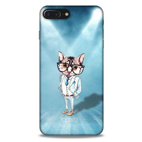 Apple Iphone 8 Plus Kılıf FunnyMaX (40) Fit Silikon Kılıf Açık Mavi Kedi