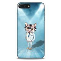 Apple Iphone 8 Plus Kılıf FunnyMaX (40) Fit Silikon Kılıf Açık Mavi Kedi