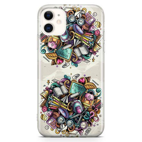Apple iPhone 11 Kılıf Kırtasiye Malzemeleri Doodle Arka Kapak Koruma Desenli Full Koruyucu