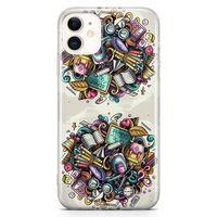 Apple iPhone 11 Kılıf Kırtasiye Malzemeleri Doodle Arka Kapak Koruma Desenli Full Koruyucu