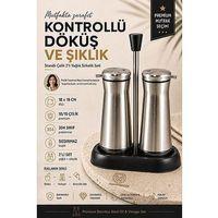 Standlı Çelik 2'li Yağlık Sirkelik Seti 18/10 Paslanmaz Çelik 18 cm Premium Yağdanlık Sirkelik Takımı 723491