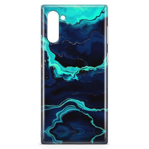 Samsung Galaxy Note 10 Kılıf Yeşil Lacivert Mermer Arka Kapak Koruma Desenli Full Koruyucu
