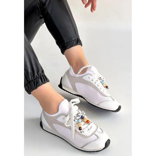 Riaf Beyaz Cilt Bağcıklı Spor Ayakkabı