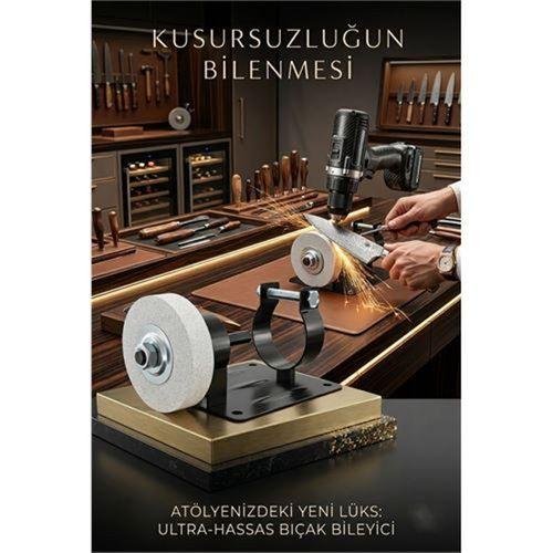 Matkap Uyumlu Bıçak Bileme Aparatı - Sabitleme Standlı Profesyonel Bileyici 722937