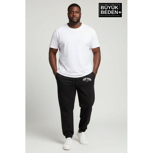 Erkek Büyük Beden New York Baskılı Paça Lastikli Rahat Kesim Jogger İnce Eşofman Altı SPR26BEA951-5