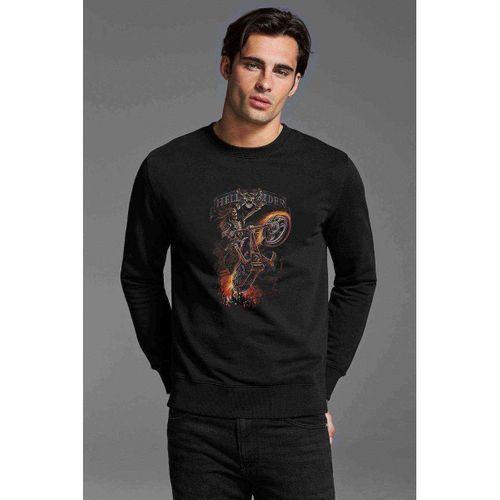 HELL RIDER Baskılı Siyah Erkek Sweatshirt