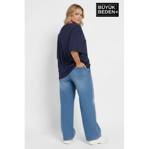 Kadın Büyük Beden El Yazılı Brooklyn Baskılı 3xl-6xl Bisiklet Yaka Tshırt SPR25BTSK510-6