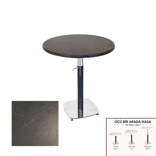 Dockers Üçüz Masa Ayarlanabilir 60 cm Yuvarlak - (Werzalit, Wermodin ve Allzalit Tabla) - Grey Marble