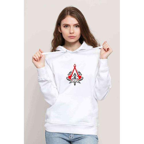Assassin's Creed Baskılı Beyaz Kadın Kapşonlu Sweatshirt