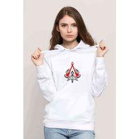Assassin's Creed Baskılı Beyaz Kadın Kapşonlu Sweatshirt