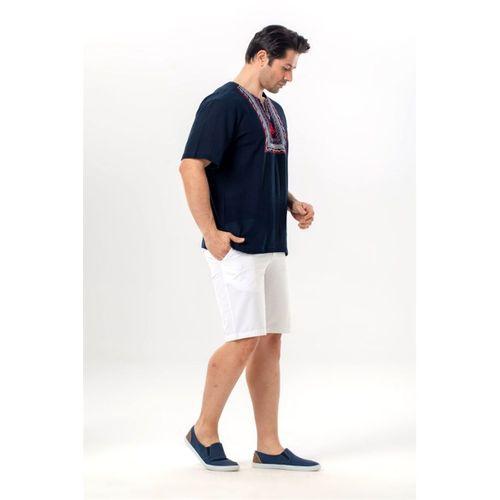 Kısa Kol Şile Bezi Bisiklet Yaka Bahriyeli Erkek Yazlık T-shirt Lacivert Lcvt