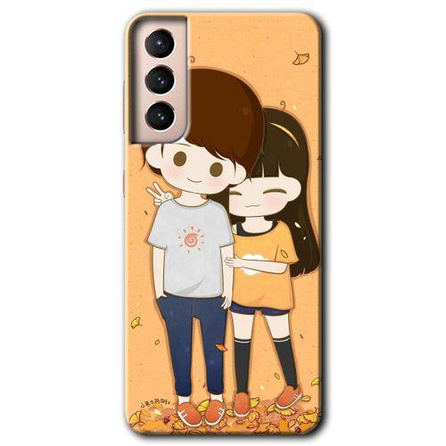 MRCİLETİSİM Samsung Galaxy S21 Kılıf HD Desen Baskılı Arka Kapak + Temperli Cam - Şıpsevdi Çift