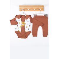 Littie Nakışlı % 100 Pamuk Hırkalı 3'lü Erkek Takım