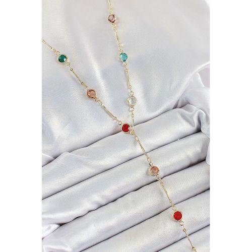 Pirinç Asorti Model Gold Renk Zirkon Taşlı Y Kolye