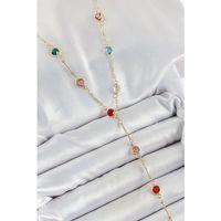 Pirinç Asorti Model Gold Renk Zirkon Taşlı Y Kolye