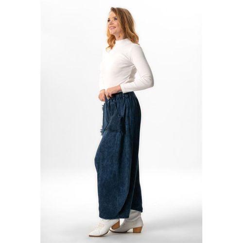 Beli Lastikli Behin Çift Cepli Sonbahar ve Kışlık Otantik Triko Şalvar İndigo indg