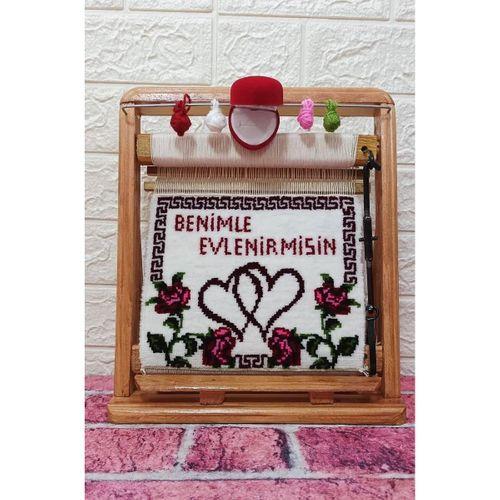 100tel Benimle Evlenirmisin Motifli El Dokuması Hediyelik Halı