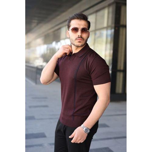 Erkek Çizgi Detaylı Yakalı Triko Tişört