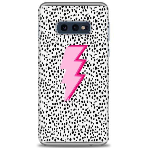 Samsung Galaxy S10E Kılıf HD Baskılı Kılıf - Pembe Şimşek + Tam Ekran Koruyucu