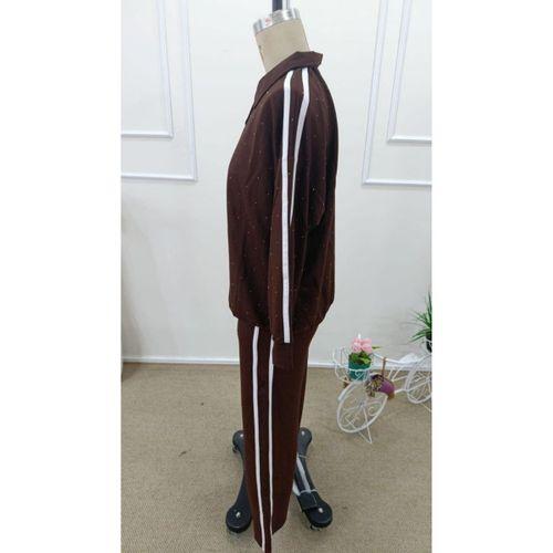 Kadın Uzun Kollu Yakalı şerit Detaylı Viskon Iki Iplik Bluz Ve Pantolon Ikili Takım