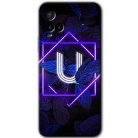 Vivo Y21s HD Baskılı Kılıf + 9D Tam Ekran Koruyucu - Dark Neon Yaprak U Harfi