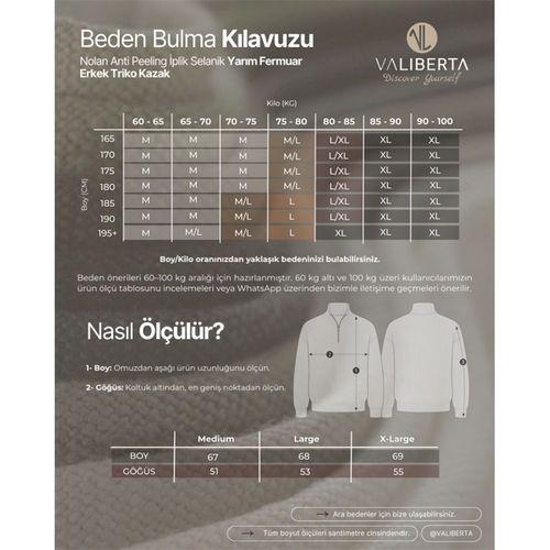 Nolan Anti Peeling İplik Selanik Yarım Fermuar Erkek Triko Kazak - Bordo