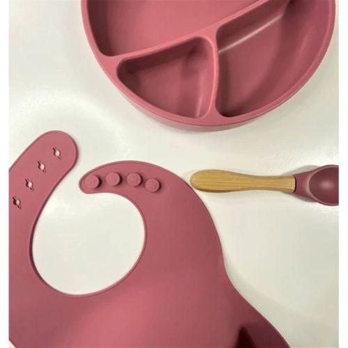 Eğitici Gelişim  Blw II Silikon Beslenme Seti 3'Lü (Tabaklı) Velvet Rose