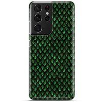 Samsung Galaxy S21 Ultra Kılıf Dragons (5) Koruma Kabı Ejderha Koyu Yeşil Pul