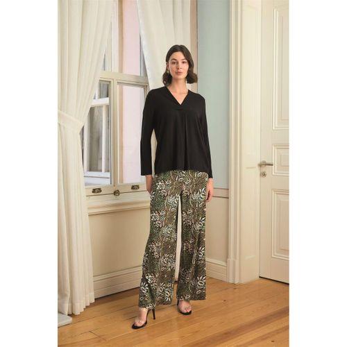 Çiçek Yaprak Ve Etnik Desenli Uzun Kollu Pijama Takımı