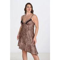 Premium Büyük Beden Saten Leopar Gecelik Bigsize