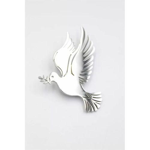 Çelik Güvercin Broş - Gümüş